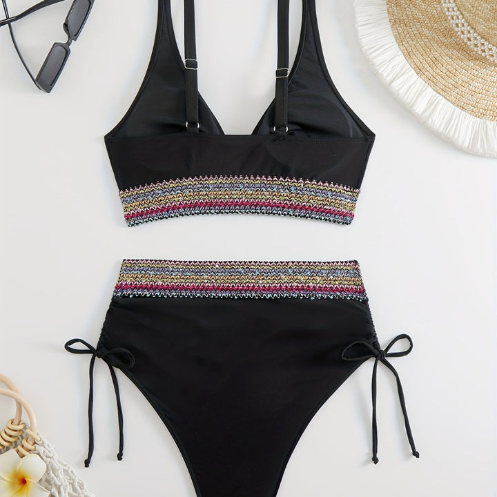 Dame bikini-sæt med justerbare stropper og elegant broderet bånd Stilla