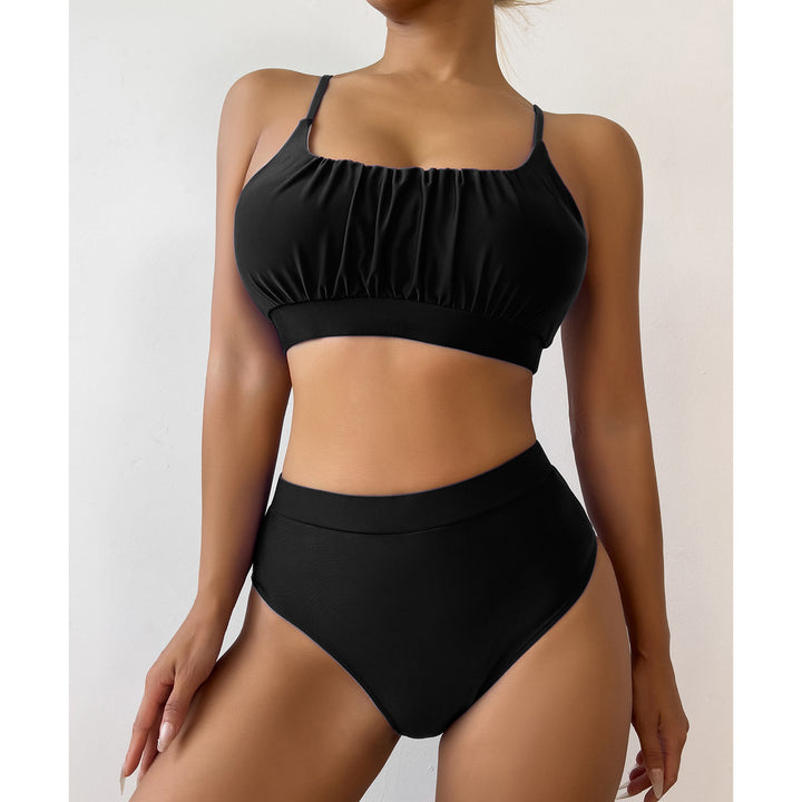 Damer Crop-Top Bikini-Sæt med høj talje og raffineret rynkning Stilla