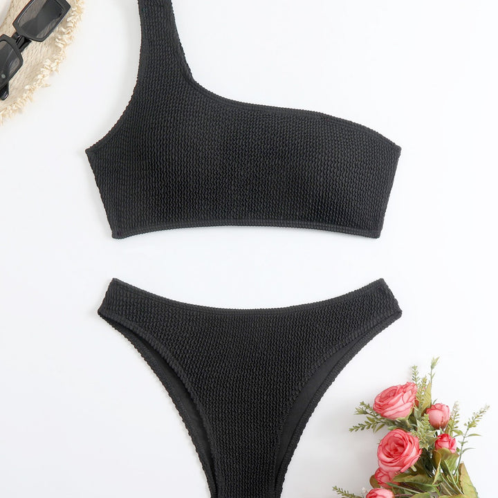 Dame En-Skulder Tekstureret Bikini-Sæt Stilla