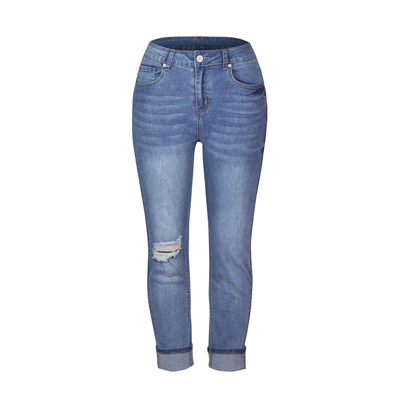 Dame Slim-Fit Jeans med moderne distressed-detaljer og høj talje Stilla