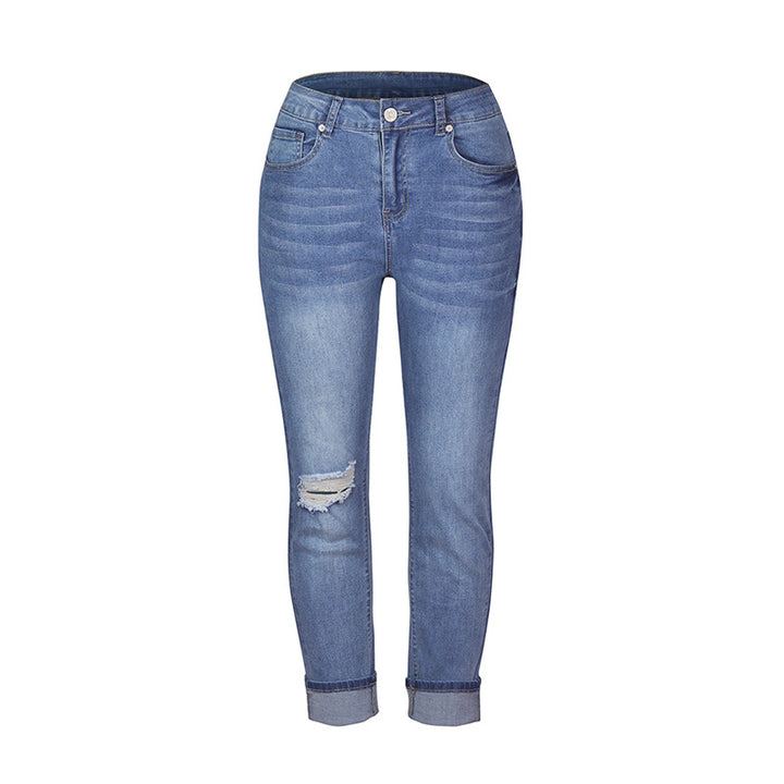 Dame Slim-Fit Jeans med moderne distressed-detaljer og høj talje Stilla