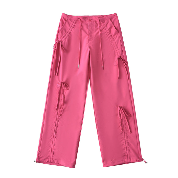 Dame moderigtig High-Waist Cargo-bukser med justerbar snørrelukning og praktiske sidelommer Stilla