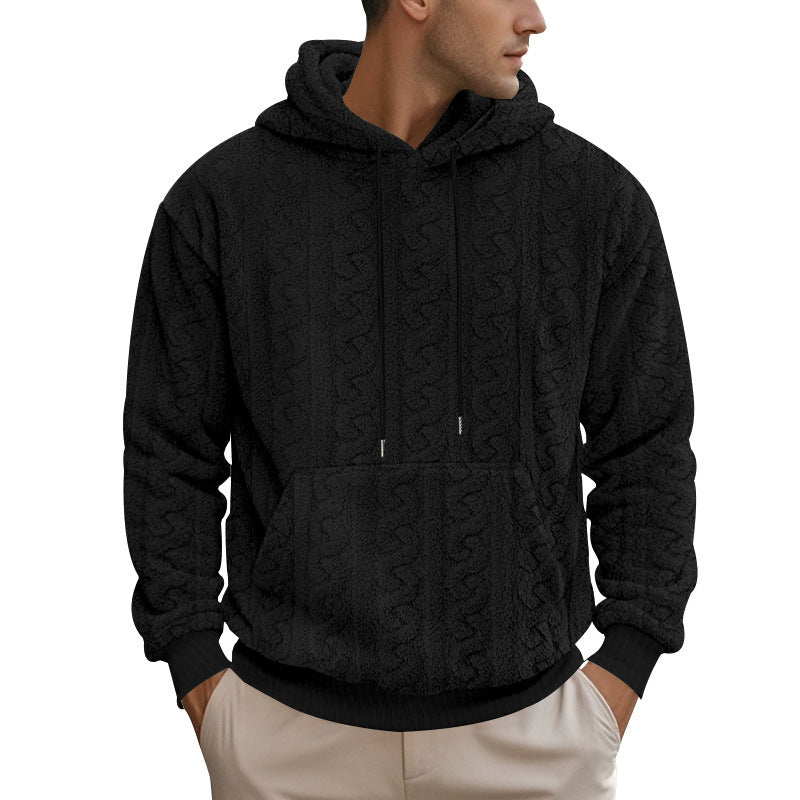 Herrer hoodie lavet af blødt polarstof med praktiske kængurulommer Stilla