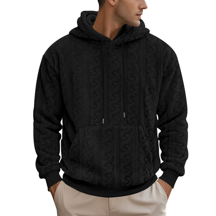 Herrer hoodie lavet af blødt polarstof med praktiske kængurulommer Stilla