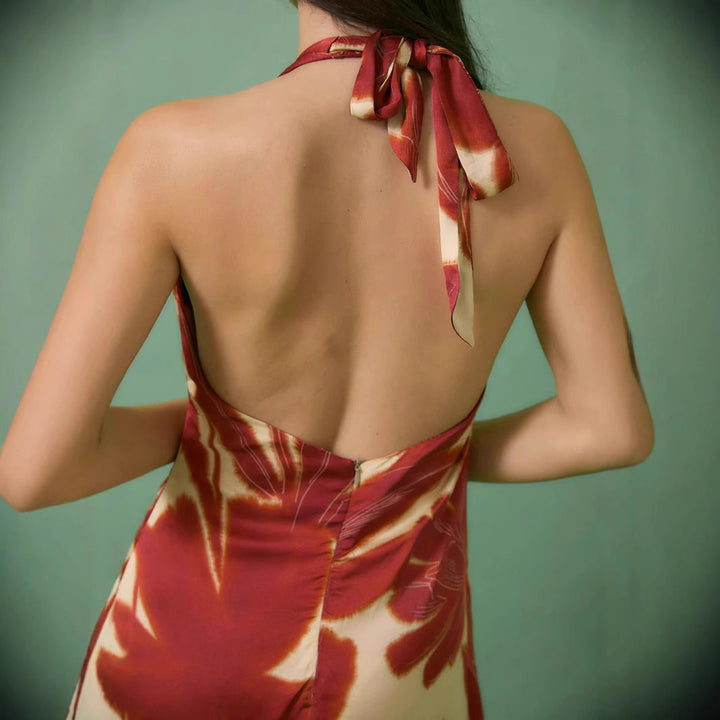 Damer Halter Neck Floral Midi Kjole Stilla