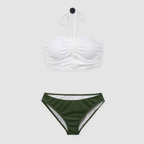Dame Bandeau-bikini-sæt med flatterende rynkning og justerbare stropper Stilla