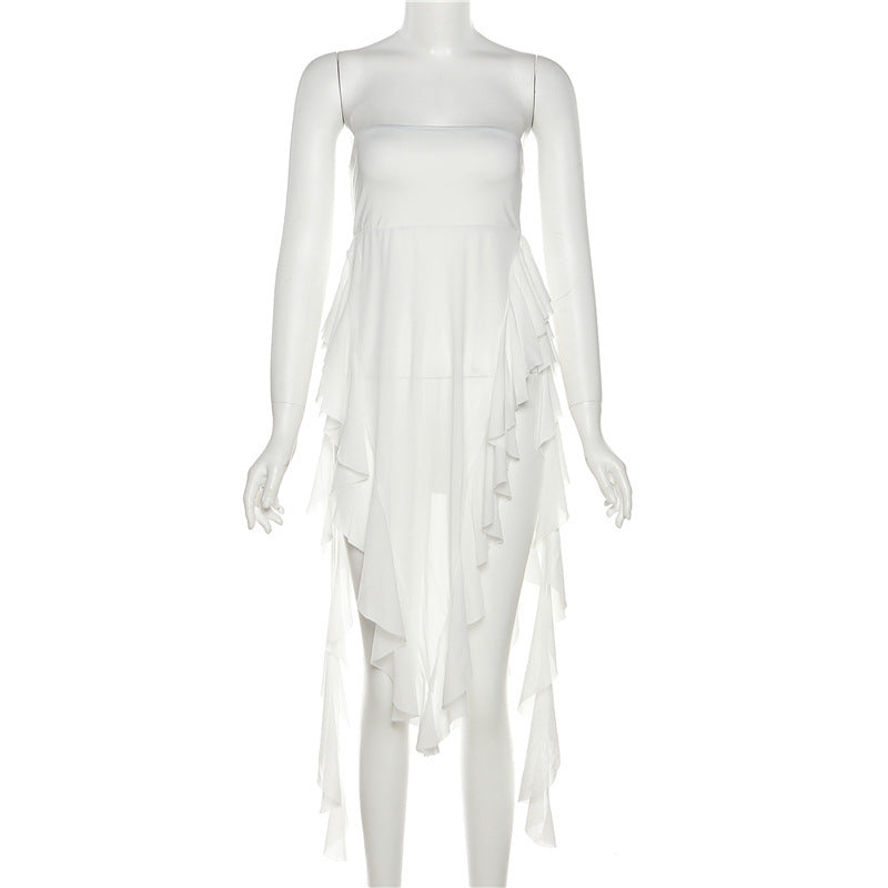Dame Off-Shoulder Maxikjole med voluminøse Ruffles-detaljer Stilla
