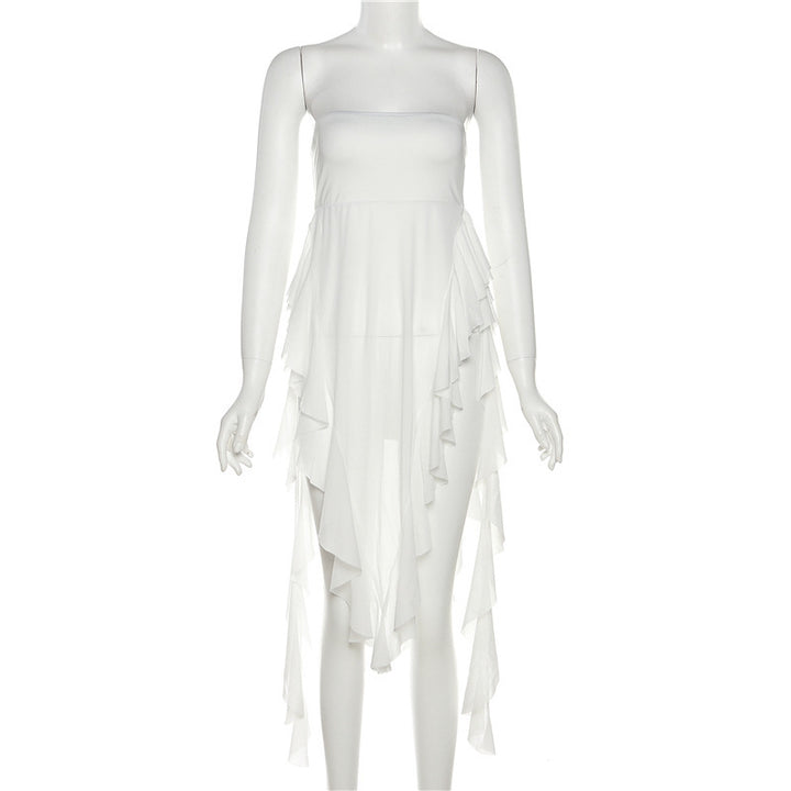 Dame Off-Shoulder Maxikjole med voluminøse Ruffles-detaljer Stilla