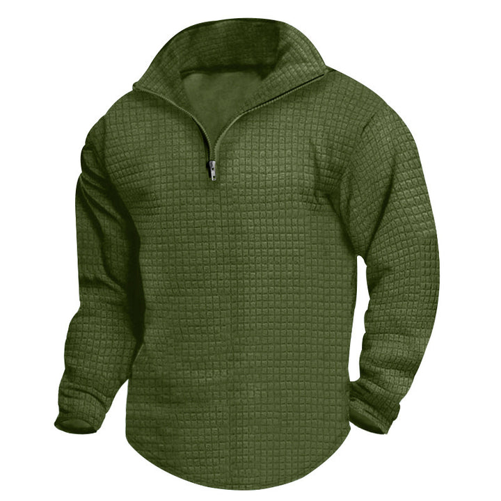Herrer nan quilted thermo-halfzip med vaffelmønster, børstet foring og afrundet kant Skovae
