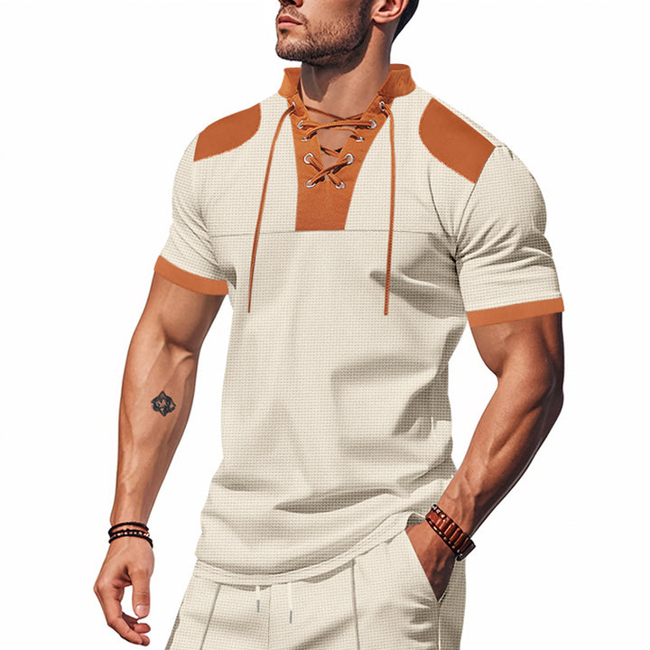 Herrer fritids-T-shirt med innovativ krave og sportsligt design Stilla