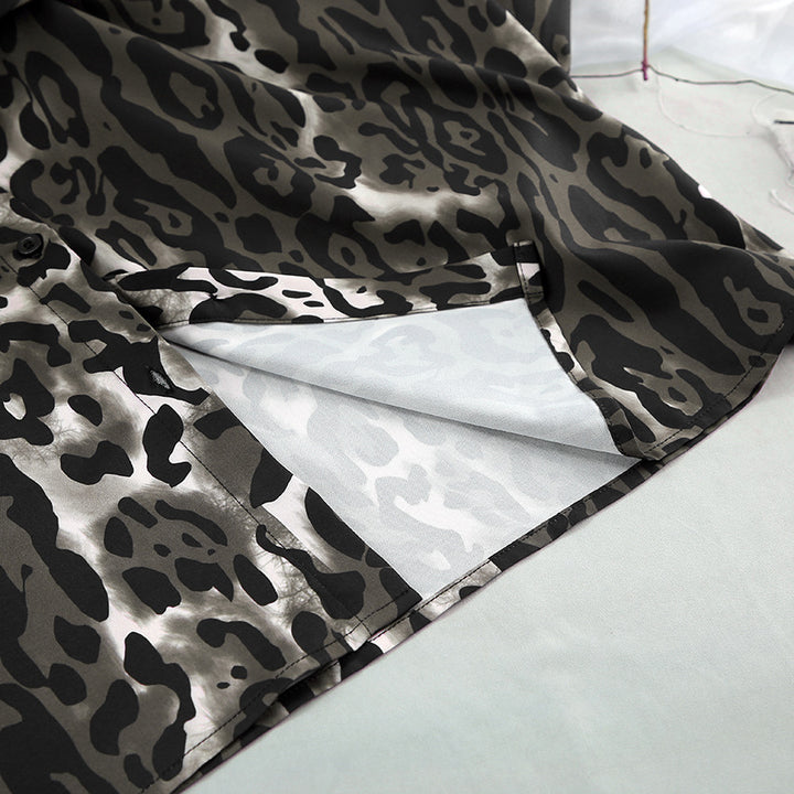 Dame Lounge-Sæt med elegant leopardmønster og brede bukser Stilla
