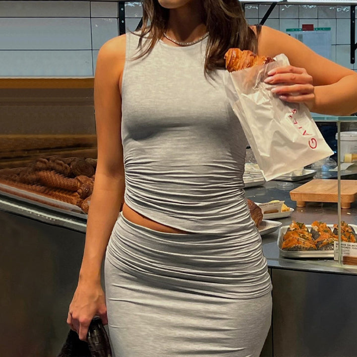 Dame Bodycon Maxikjole med raffinert drapering og figursyet snit Stilla