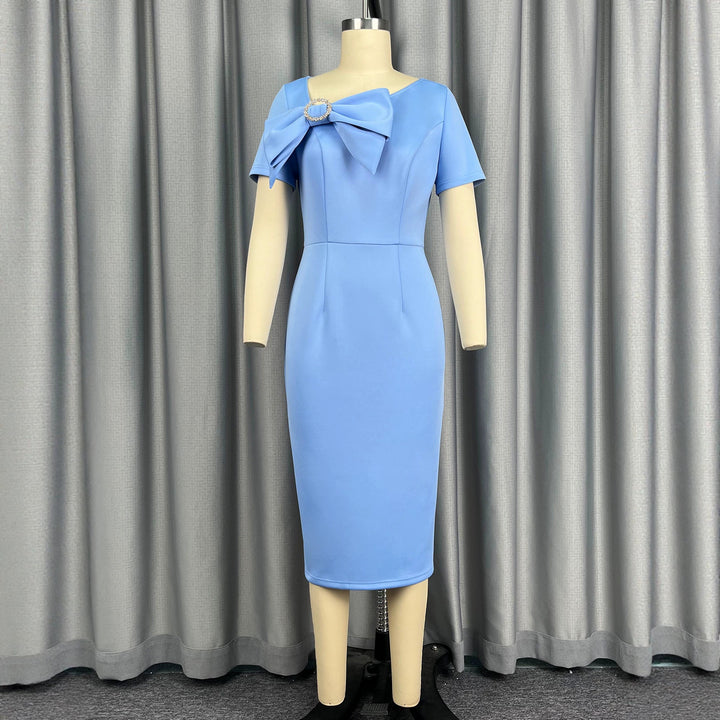 Dame pencil dress with elegant bow Skovae