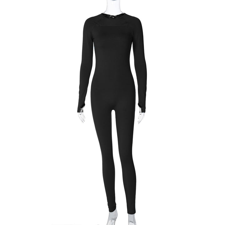 Dame Sporty Langærmet One-Piece med tætsiddende snit og højt krave Stilla
