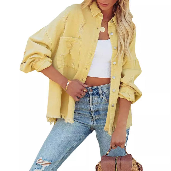 Kvinder Oversized Jeans Skjorte Stilla