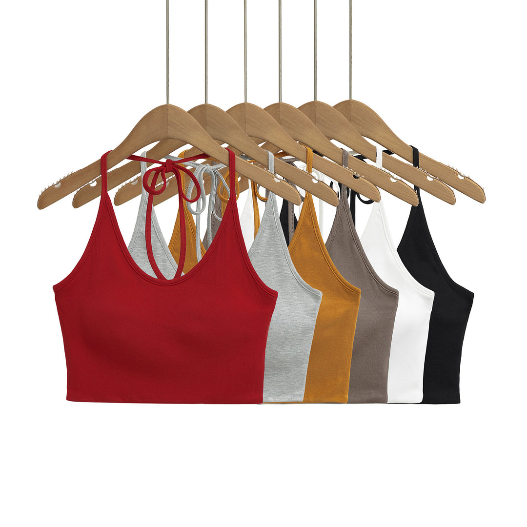 Dame Sports Cropped Top med justerbar ryg-wrapping design og elastisk kant Stilla