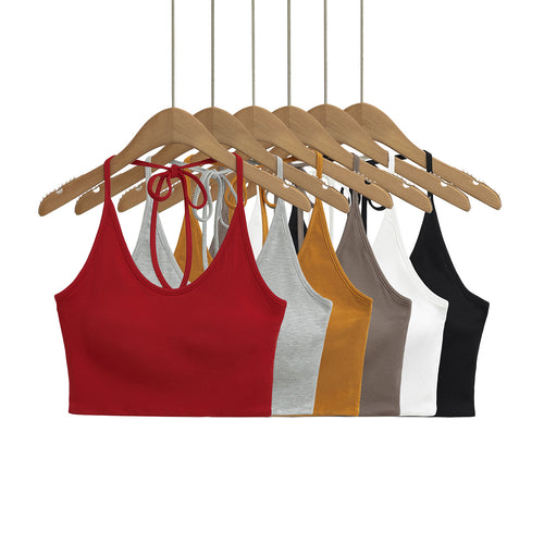 Dame Sports Cropped Top med justerbar ryg-wrapping design og elastisk kant Stilla