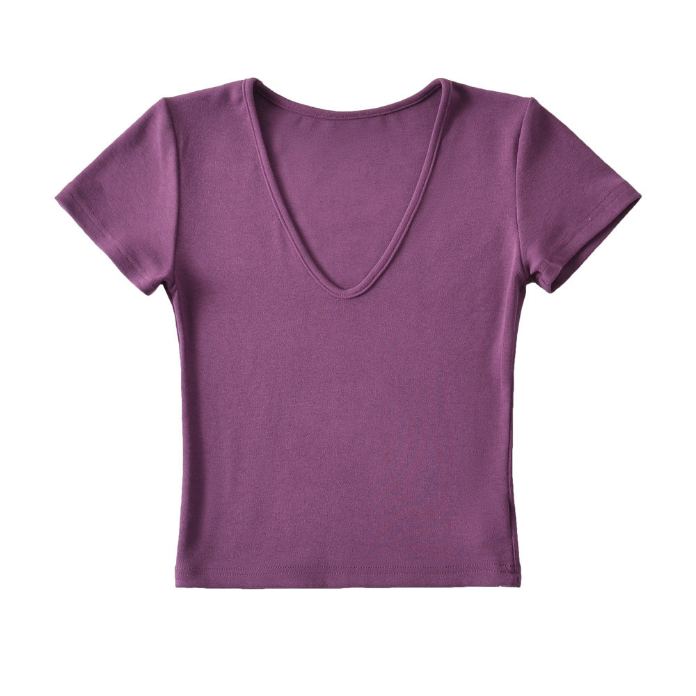 Dame V-hals T-shirt med figursyet snit Stilla