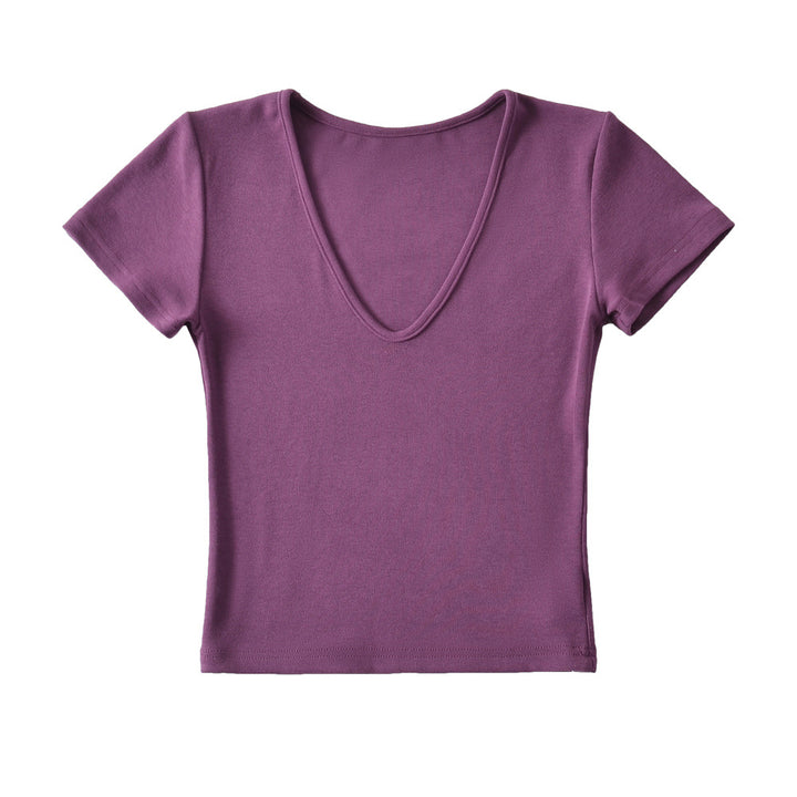 Dame V-hals T-shirt med figursyet snit Stilla