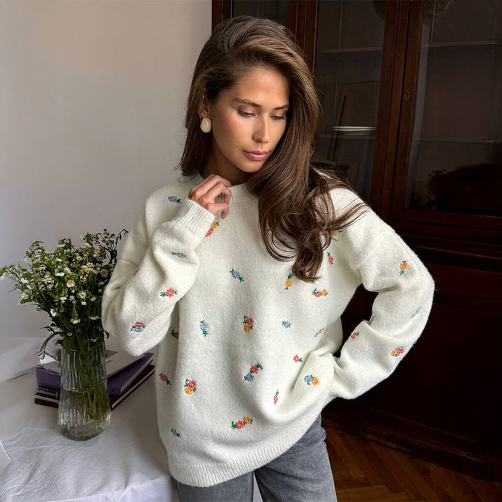 Kvinder blød bomulds cover-up med blomsterdesign og elastisk talje Stilla