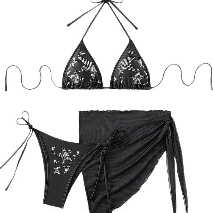 Dame Bikini-sæt med frugtagtigt mønster og stilfuld omslagsskjorte Stilla