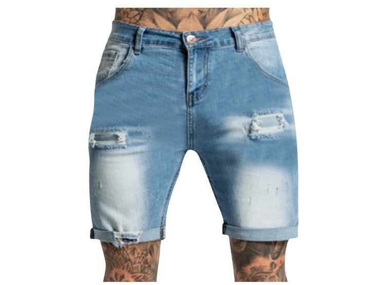 Herre kort jeans i afslappet Destroyed-stil med høj bærekomfort Stilla