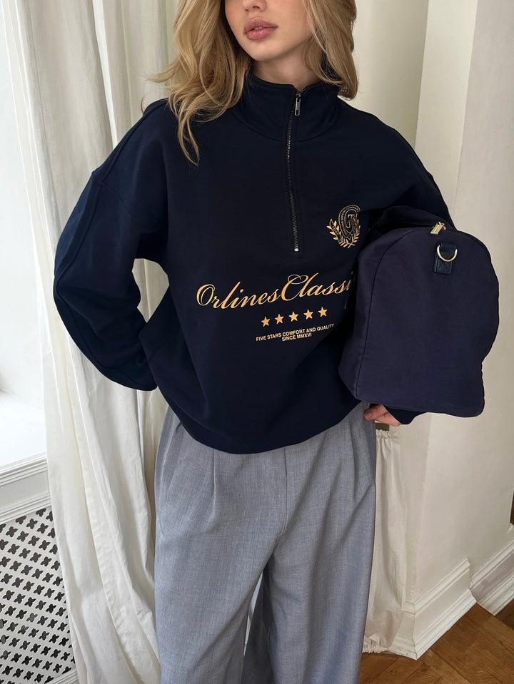 Kvinders afslappede sweater med høj krave og dekorativt print Stilla