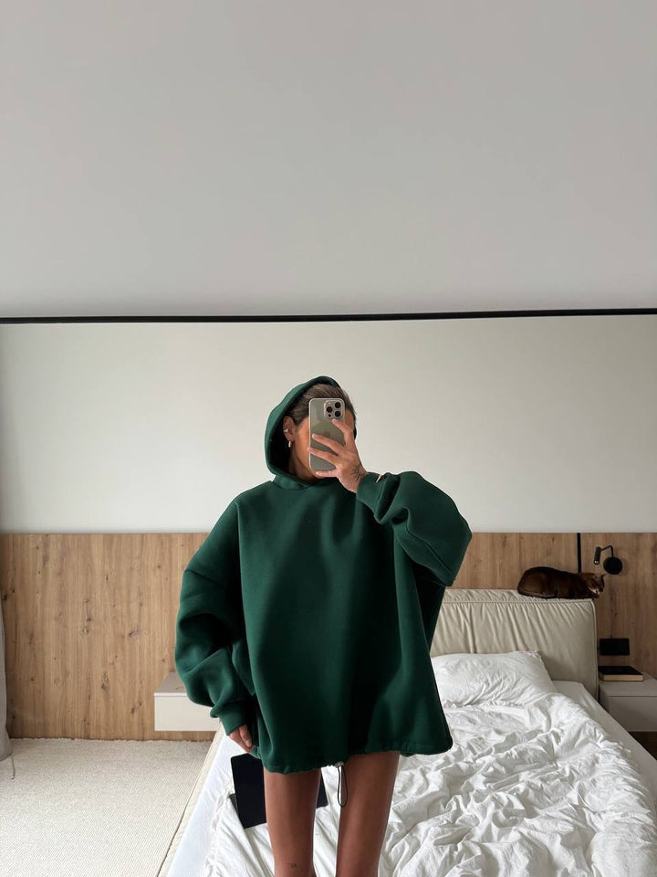 Kvinder oversized hoodie med brede ærmer og ribbet kant Skovae
