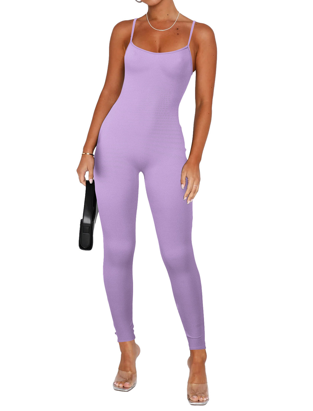 Dame figursyet jumpsuit med ribbet tekstur Stilla