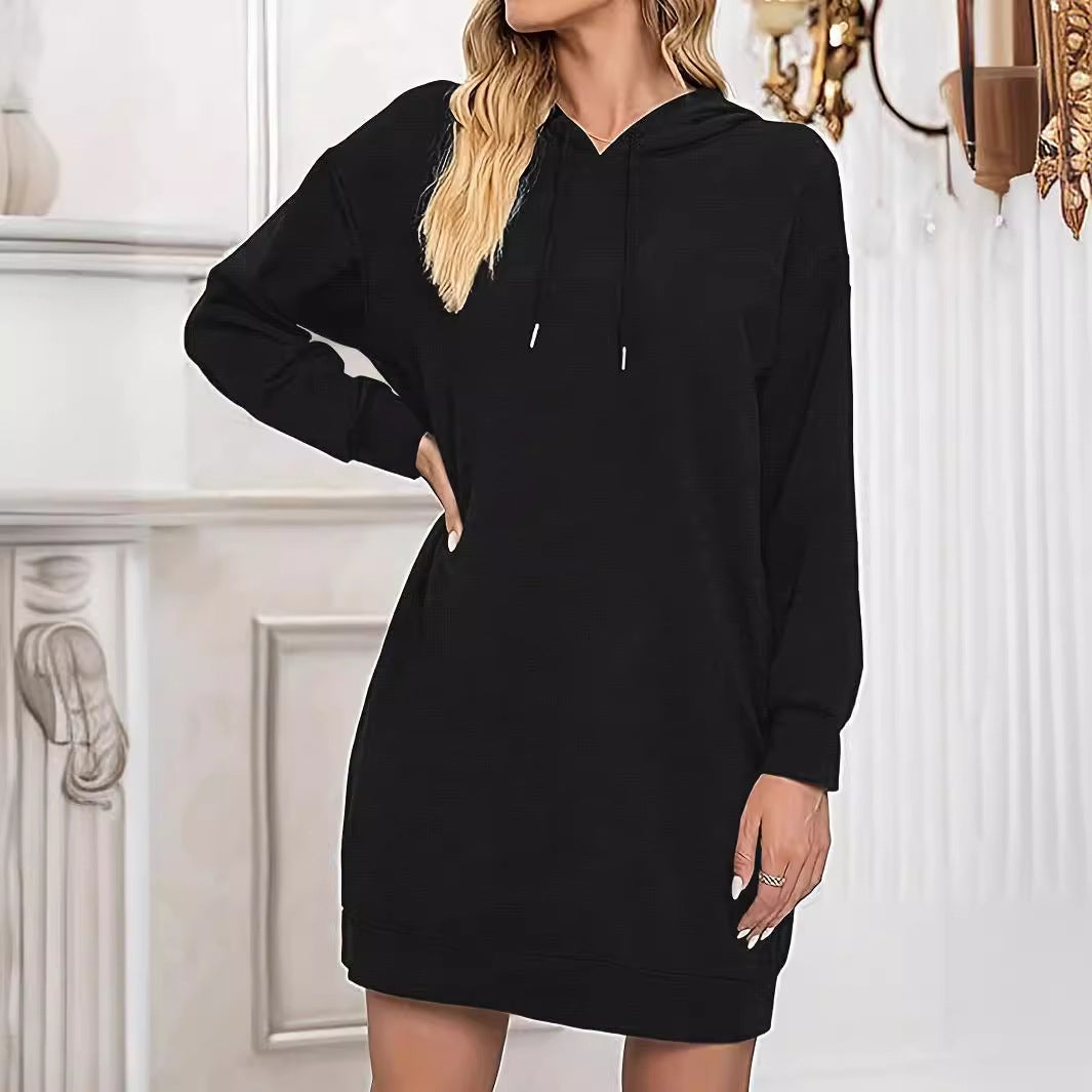 Dame afslappet sweatshirtkjole med hætte og lommer Stilla