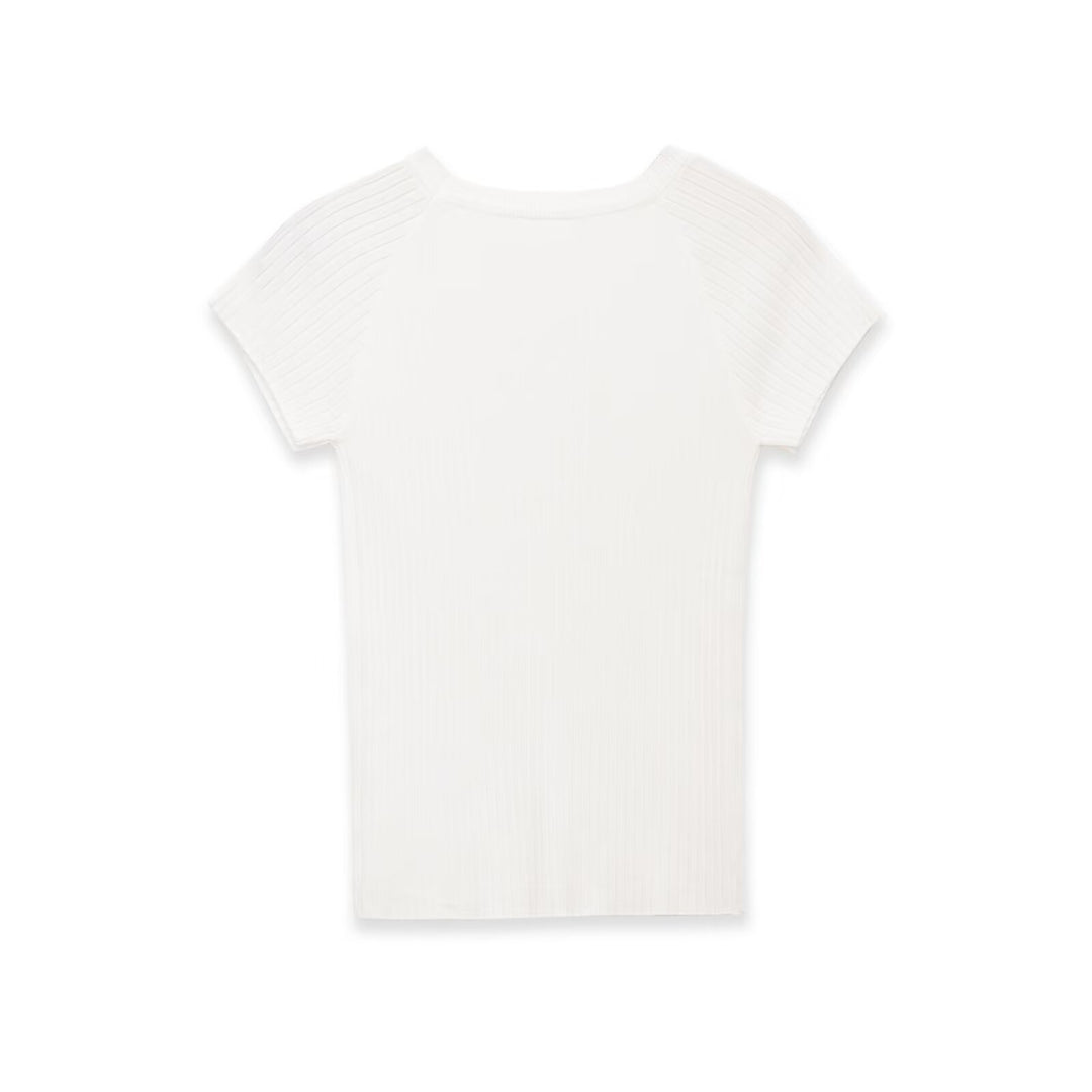 Dame tætsiddende rib T-shirt med korte ærmer Skovae