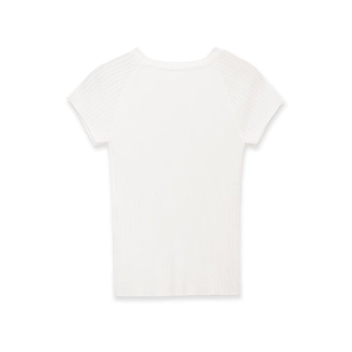 Dame tætsiddende rib T-shirt med korte ærmer Skovae