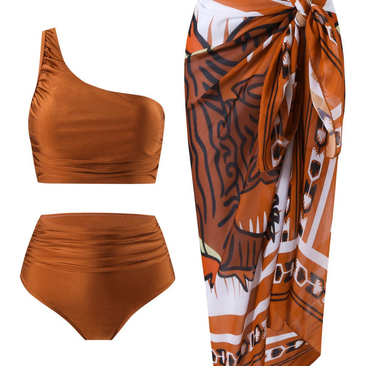 Dame bikini sæt med raffineret indpakningskjole og asymmetrisk top Stilla