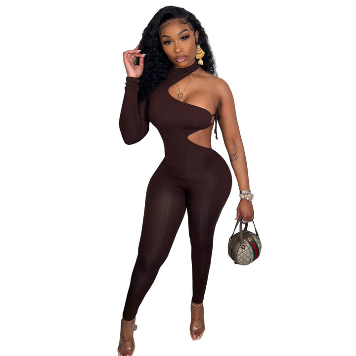 Dame Elegant Cut-Out Jumpsuit med asymmetrisk top Stilla