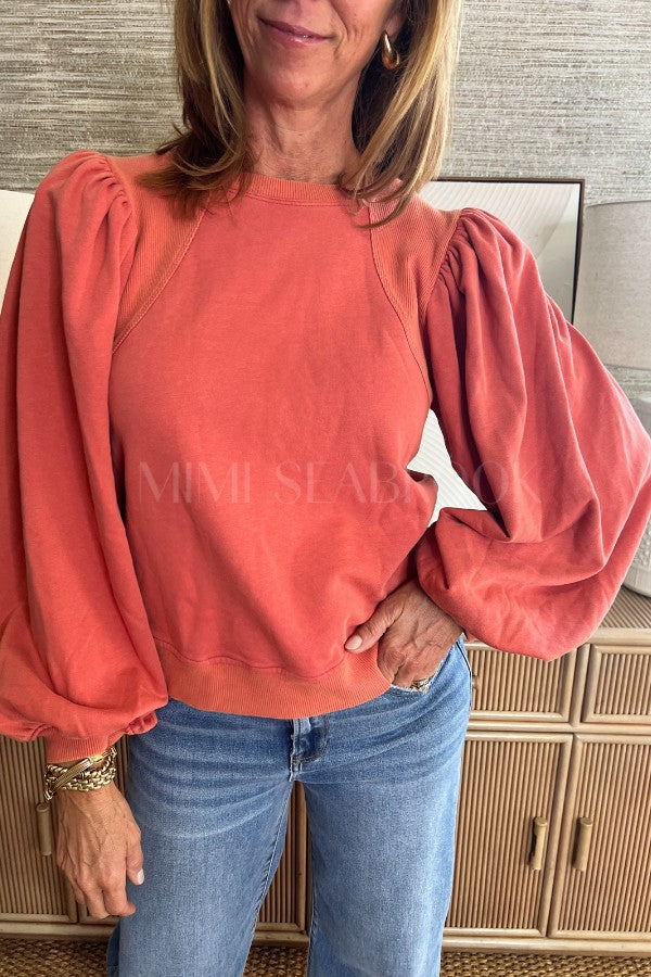 Dame sweatshirt med voluminøse puffærmer Stilla