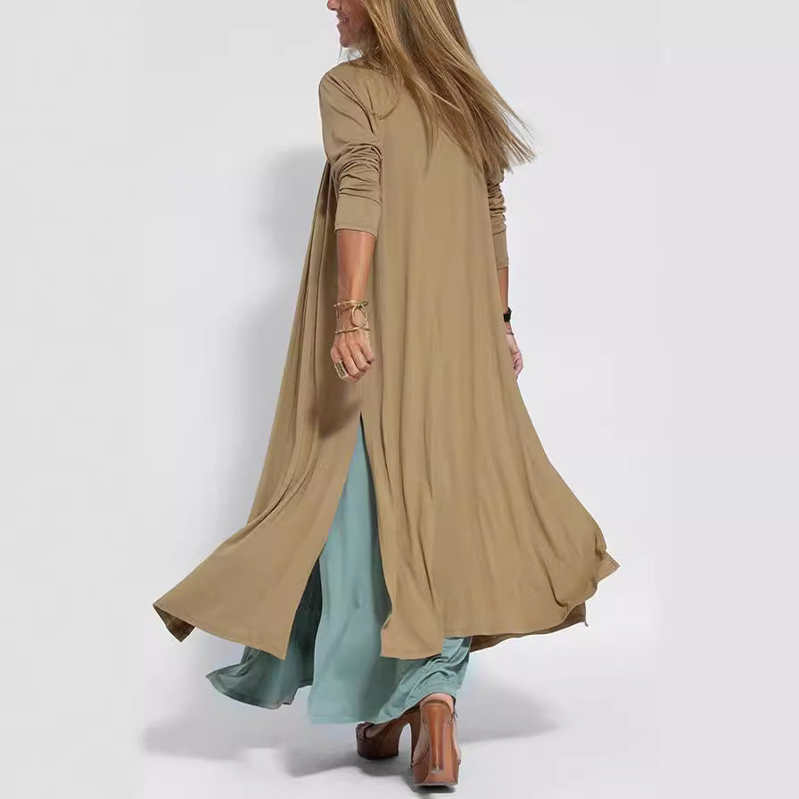 Dame lang cardigan med flydende snit Stilla