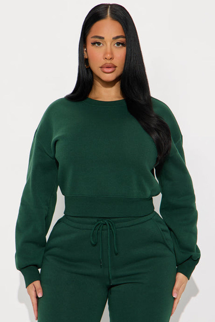 Kvindernes cropped sweatshirt med droppe skuldre og bred kant Skovae