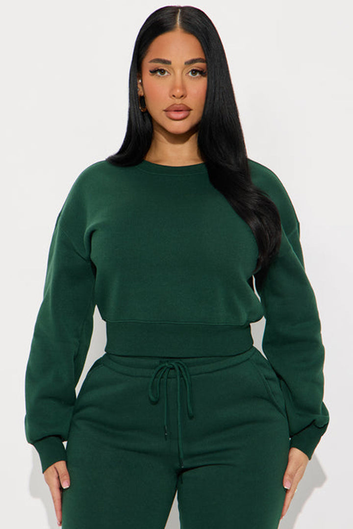 Kvindernes cropped sweatshirt med droppe skuldre og bred kant Skovae