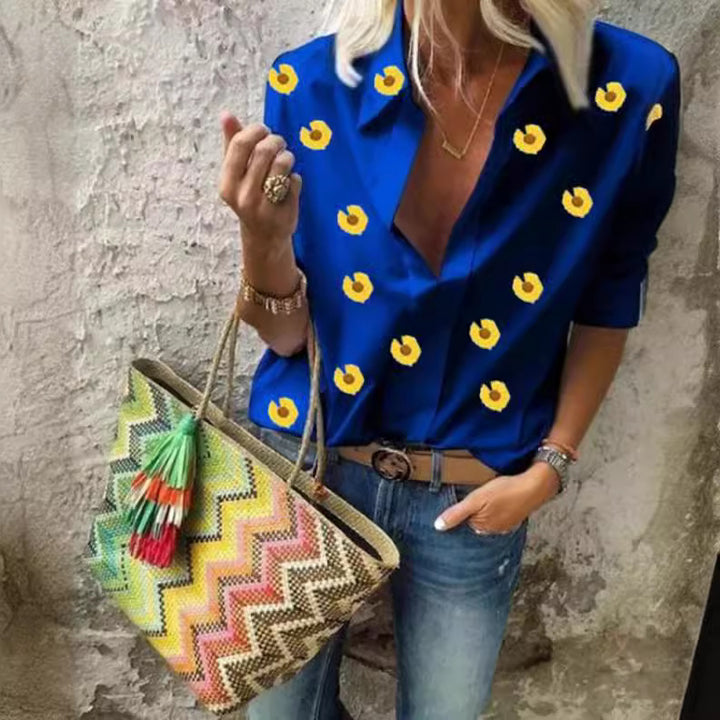 Kvinders moderne designet bluse med blomster mønster Stilla