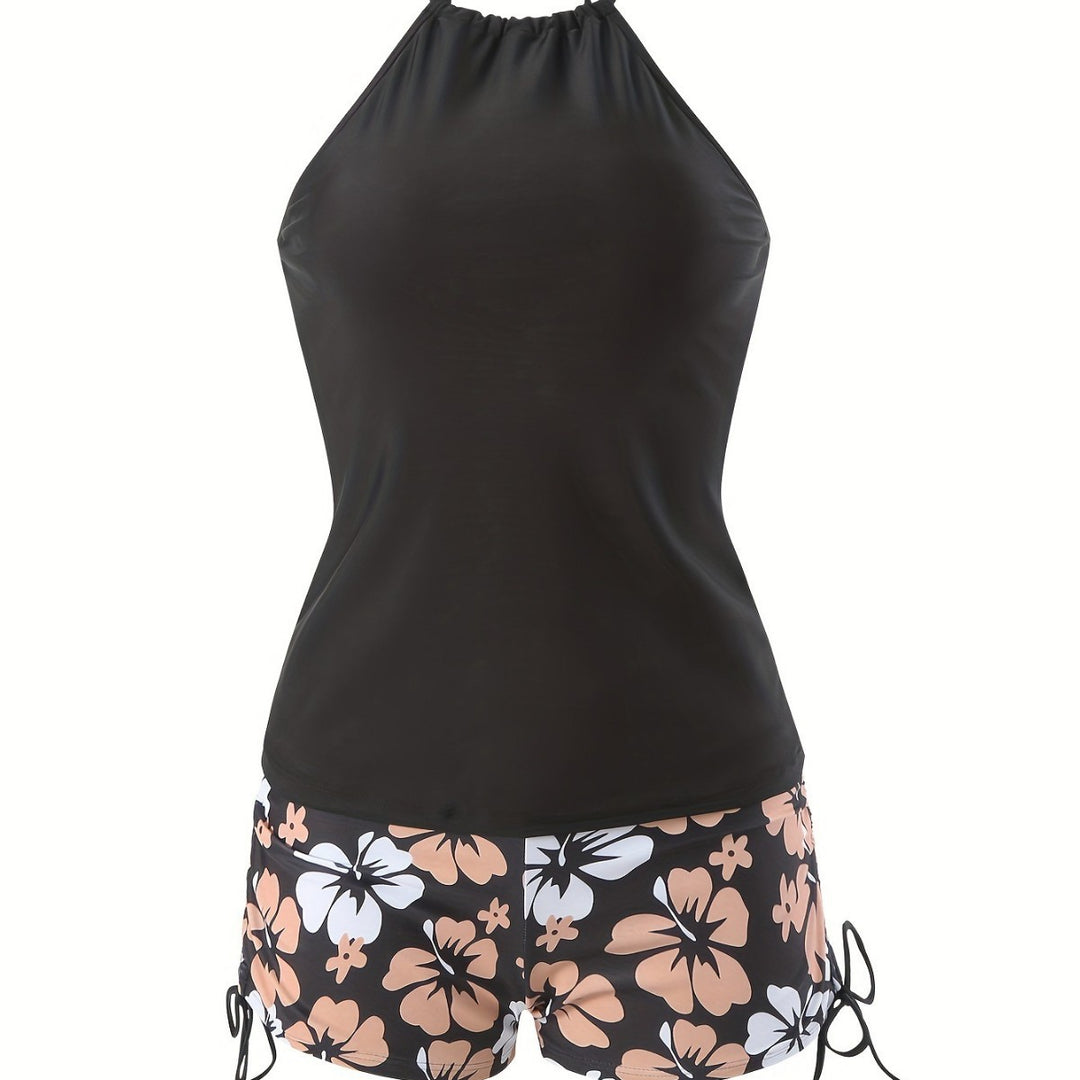 Dame Tankini-sæt med afslappet top og højtaljede shorts Skovae