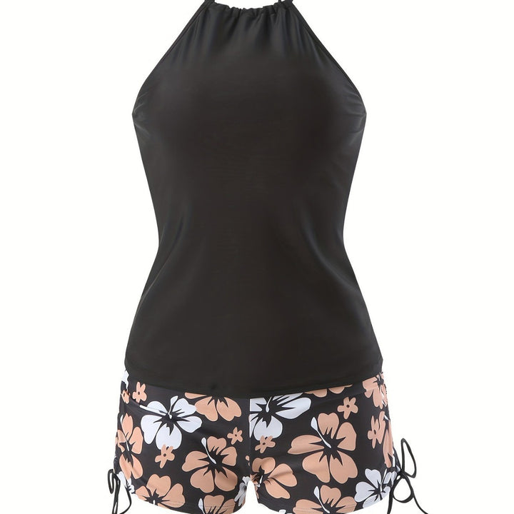 Dame Tankini-sæt med afslappet top og højtaljede shorts Skovae