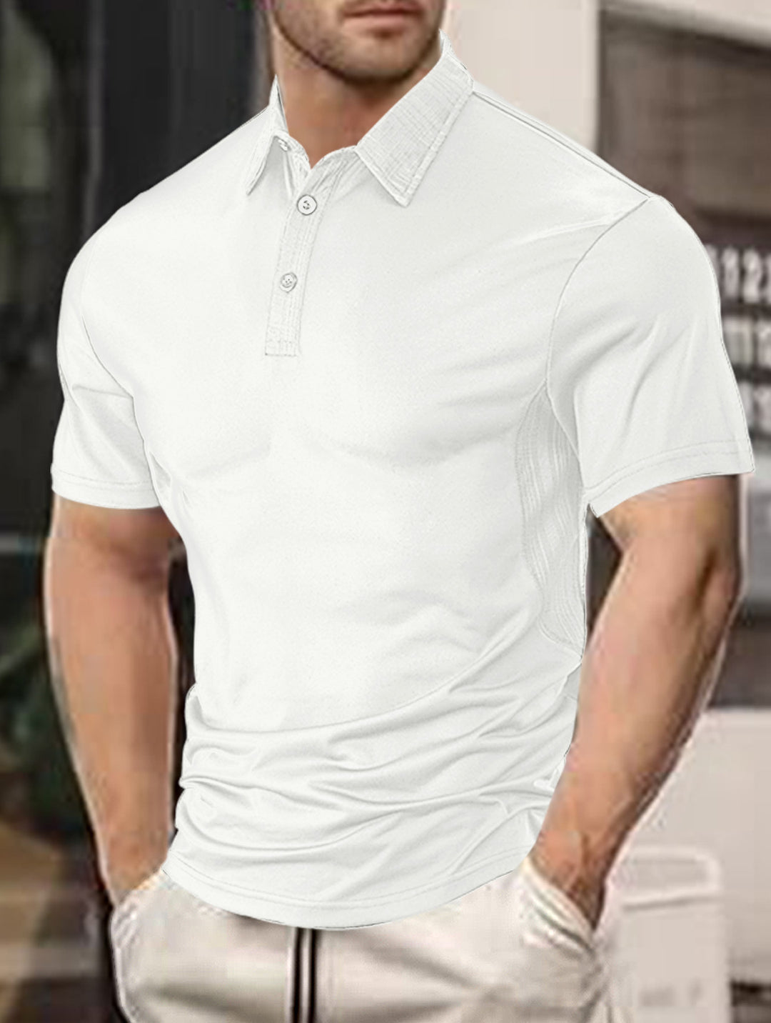 Herrer Poloshirt med åndbare egenskaber og moderne krave Stilla