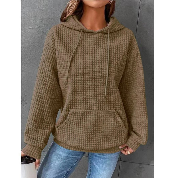 Kvinder Vaffelstruktur Hoodie med Kængurulomme og Casual Fit Stilla
