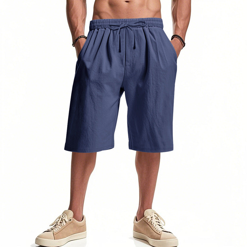 Herre nan afslappede bermudashorts i bomuldsblanding med elastisk livline snor og sidelommer Skovae