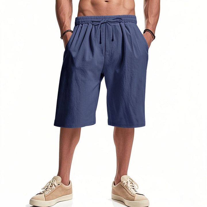 Herre nan afslappede bermudashorts i bomuldsblanding med elastisk livline snor og sidelommer Skovae