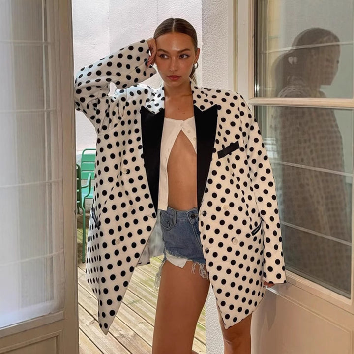 Dame Oversized Blazer med prikker Stilla
