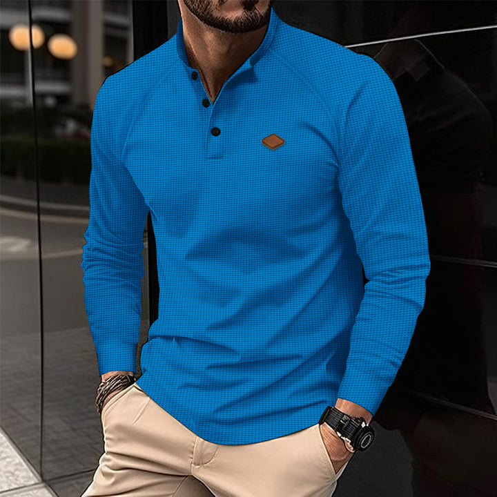 Herrer Langærmet Polo shirt med struktureret design og moderigtig krave Stilla