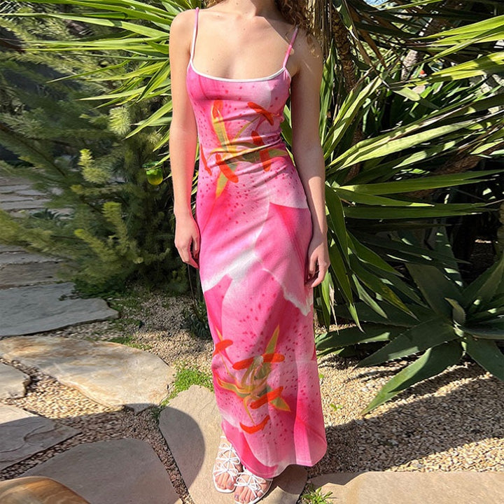 Dame Floral Maxi Slip Kjole Stilla