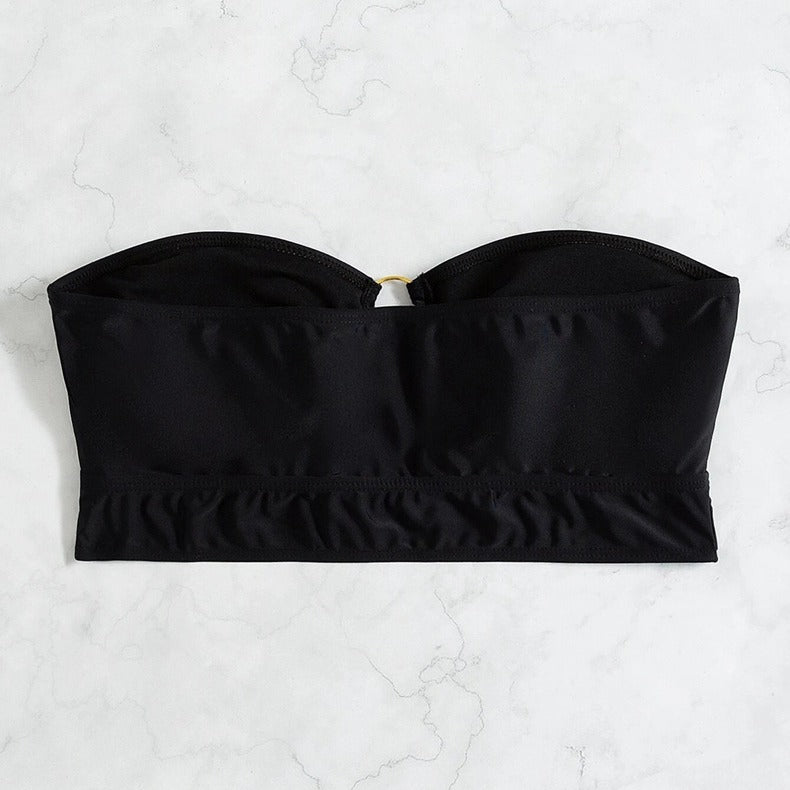 Dame bandeau bikini top med dekorative ring accenter Skovae