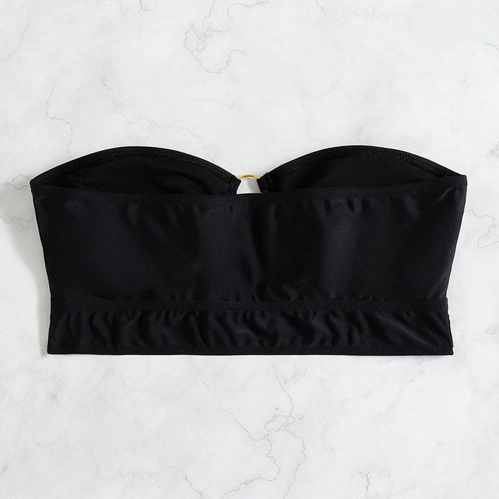 Dame bandeau bikini top med dekorative ring accenter Skovae